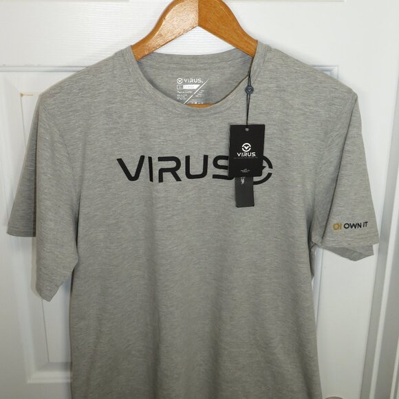 *NWT* VIRUS Galaxy Short Sleeve Premium Custom Tee Size LG Heather Gray - Picture 1 of 5